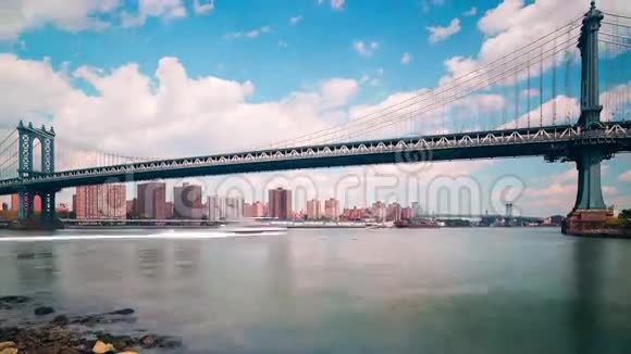 曼哈顿桥阳光明媚的一天全景4k时间从纽约出发视频的预览图