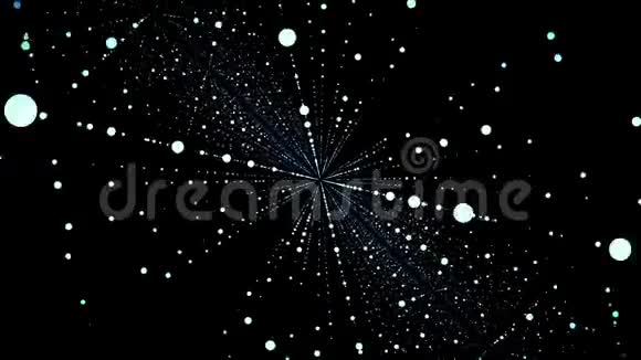抽象粒子在黑暗中失败随机的小粒子形成水平的抽象线无限空间背景视频的预览图