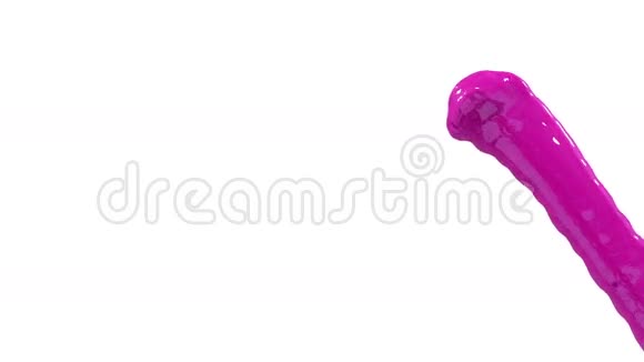 美丽的喷泉紫色液体飞溅喷泉3D白色背景与阿尔法哑光油漆流上升得很高视频的预览图