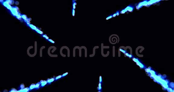 抽象的流数组彩色闪光与黑色背景技术的粒子闪耀蓝线视频的预览图