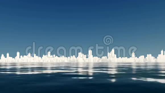 抽象的城市天际线反映在水中视频的预览图