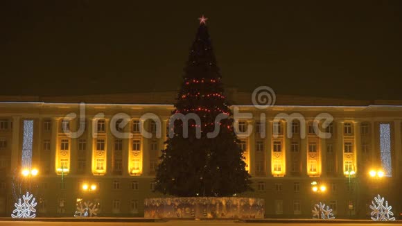 圣诞树在晚上闪烁视频的预览图