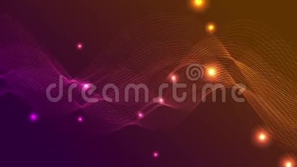 橙色和紫色抽象的闪亮波浪视频动画视频的预览图