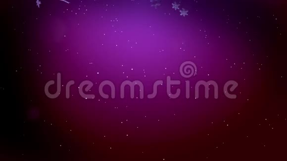 闪亮的三维雪花在空气中缓慢地漂浮在紫色的背景下在夜间发光使用动画圣诞视频的预览图