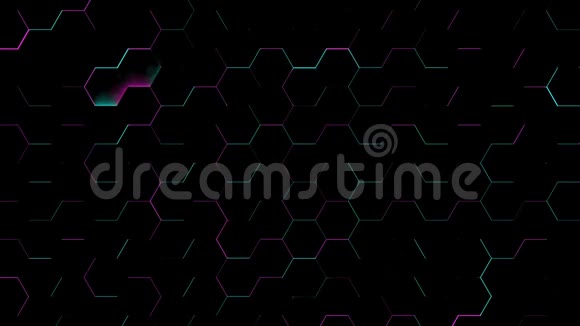 六边形纹理蓝色和紫色的光3D译文视频的预览图
