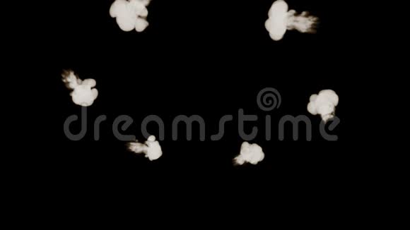 烟雾流从上方形成环形的慢速运动视图隔离在黑色背景与背光和准备视频的预览图
