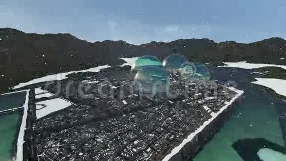 冰雪覆盖的水域和玻璃圆顶视频的预览图