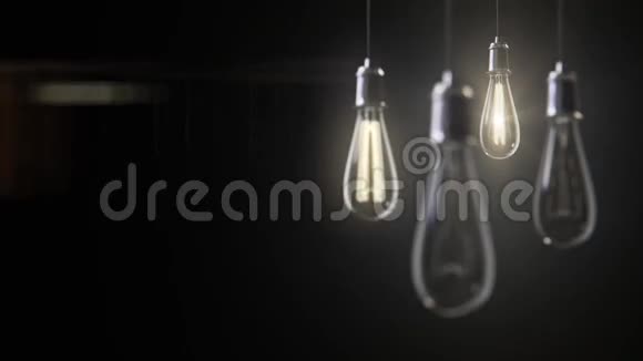 老式灯泡灯3D动画组视频的预览图