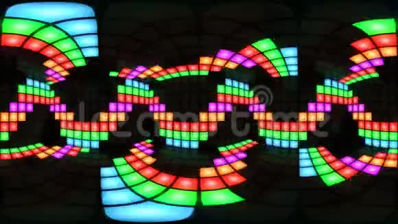 360VR彩彩迪斯科夜总会舞池墙灯格背景vj循环视频的预览图