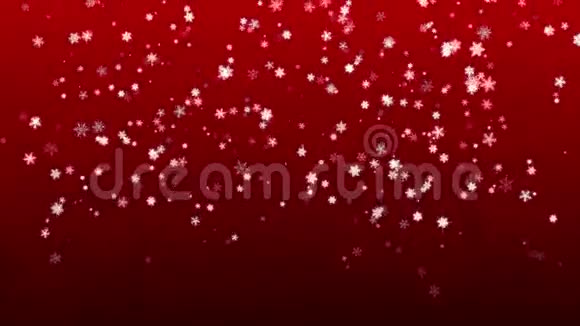圣诞节红色背景雪花飘落的雪花假日圣诞与星星高清视频的预览图