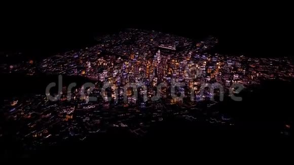 夜间飞越城市上空股票录像视频的预览图