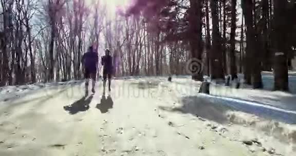 两个冬天在雪地里奔跑视频的预览图