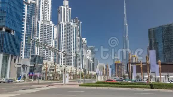 迪拜商务湾和市区的时间推移视图视频的预览图