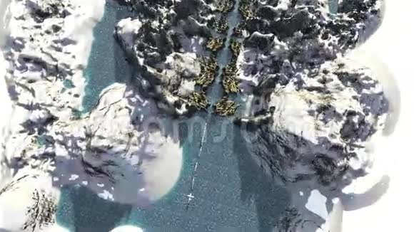 河流山和超速行驶的雪车视频的预览图
