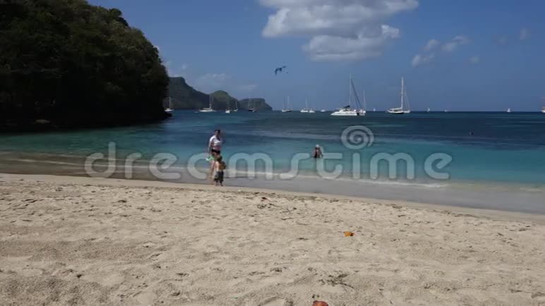 加勒比海美丽的白色沙滩视频的预览图