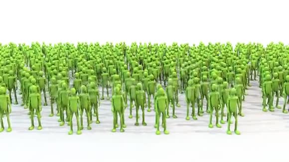 成群的绿色人物用手挥舞着阴影视频的预览图
