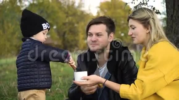 一家人在公园野餐视频的预览图