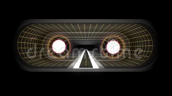 通过虚拟现实白色霓虹灯红灯网络隧道HUD界面运动图形动画视频的预览图