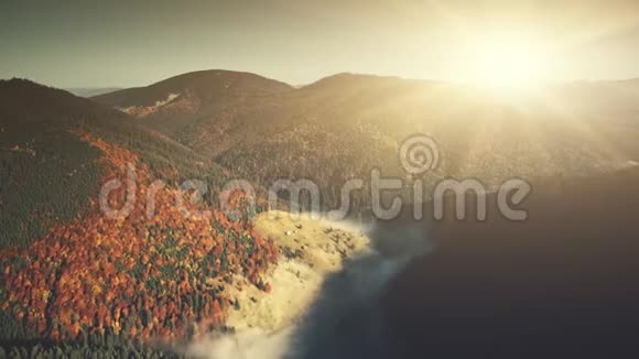 日出高山林坡空中景色视频的预览图
