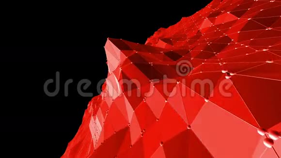 抽象挥动红色低聚表面作为景观或几何结构在时尚低聚设计多边形镶嵌视频的预览图