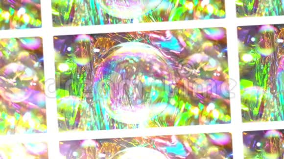 肥皂泡闪闪发亮五颜六色的反射泡视频的预览图