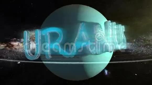 天王星三维文字围绕行星天王星视频的预览图