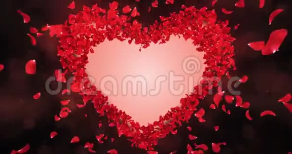 红玫瑰花花瓣心形阿尔法马特环占位符4k视频的预览图