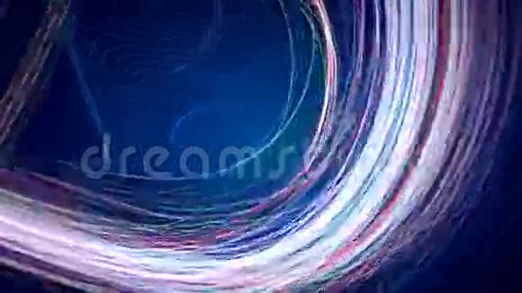 蓝底彩色线条的可循环CGI运动图形视频的预览图