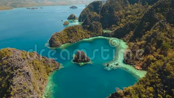 海景与美丽的泻湖菲律宾巴拉望视频的预览图