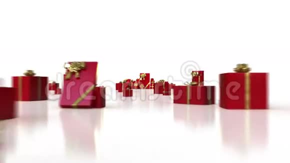 白色背景上的红色礼物假日3D动画视频的预览图