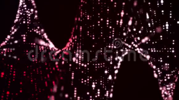 背景粒子运动图案辉光粒子在黑色背景上运动抽象点动作动画视频的预览图