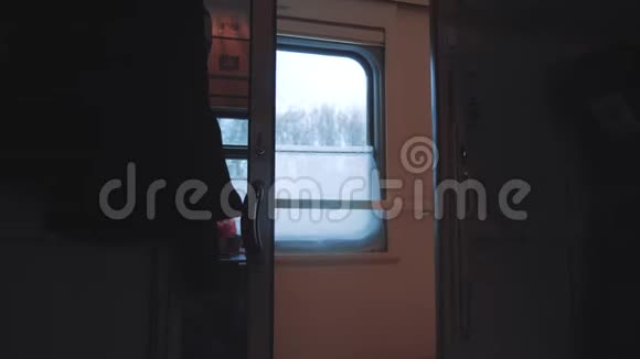 概念火车旅程旅行从窗口观看美丽的俄罗斯冬季火车旅行的生活方式视频的预览图