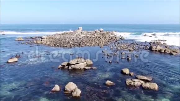 智利岩石海滩和海洋的鸟瞰图视频的预览图