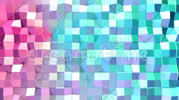 抽象简单的蓝色粉红色低聚三维表面作为发光环境软几何低聚运动背景视频的预览图