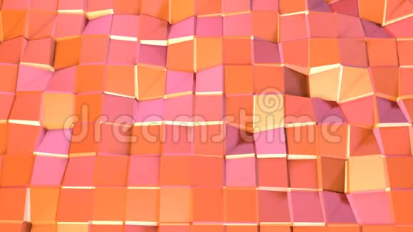 抽象简单的粉红色橙色低聚三维表面作为生动的环境软几何低聚运动背景视频的预览图