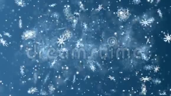 2018年新年从雪花上的蓝色背景圣诞节和新年无缝循环动画视频的预览图