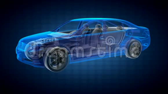 透明的汽车概念上的蓝色视频的预览图