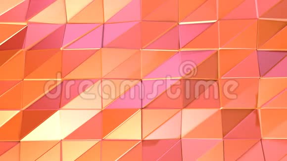 抽象简单的粉红色橙色低聚三维表面作为计算机环境软几何低聚运动背景视频的预览图