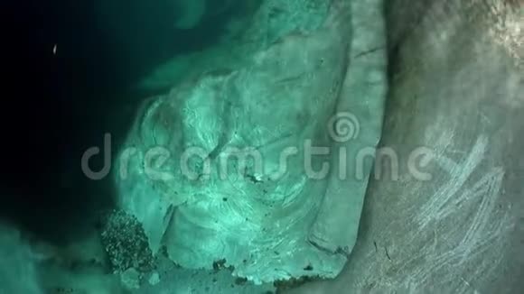 在清澈的绿松石河Verzasca水下巨大的光滑石头和岩石视频的预览图