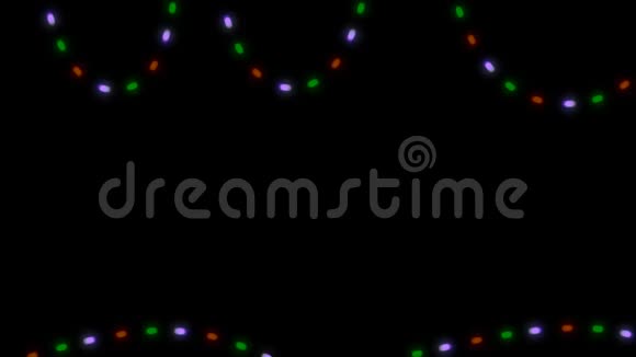在黑色背景上闪烁圣诞灯3D渲染视频的预览图