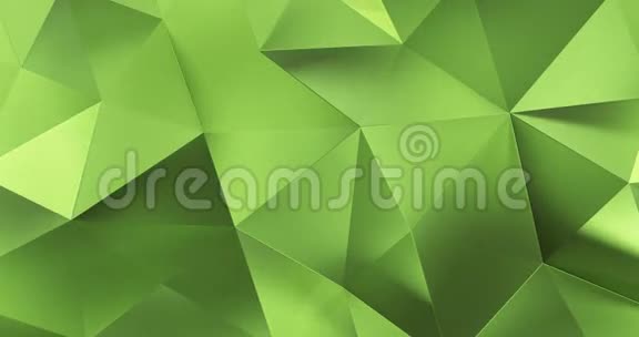 三维绿色抽象几何多边形表面运动背景环4k视频的预览图