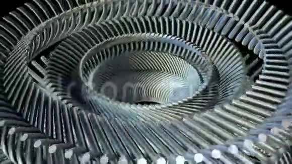 移动旋转金银金属齿轮链元素无缝环动画三维运动图形背景新视频的预览图