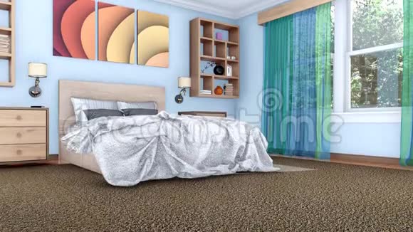 室内卧室室内设计3D动画视频的预览图