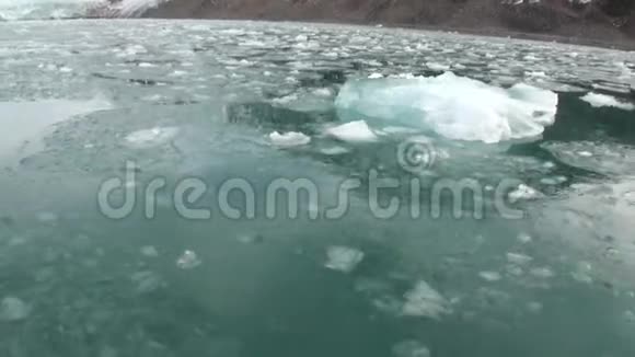 在斯瓦尔巴岛北冰洋移动的冰流视频的预览图