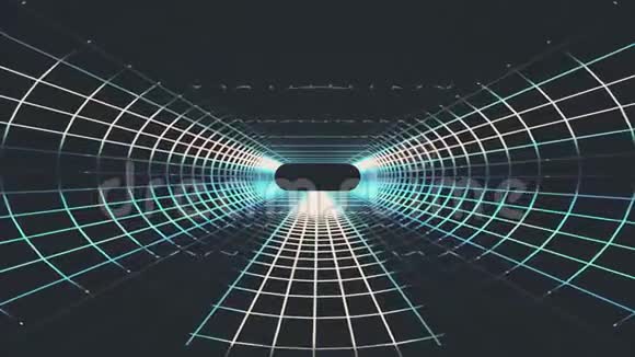 无尽霓虹灯网网络复古隧道飞行运动图形动画背景无缝循环新质量视频的预览图