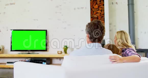 家庭在4k客厅看电视视频的预览图