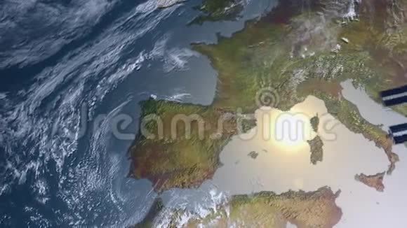 在欧洲上空盘旋视频的预览图