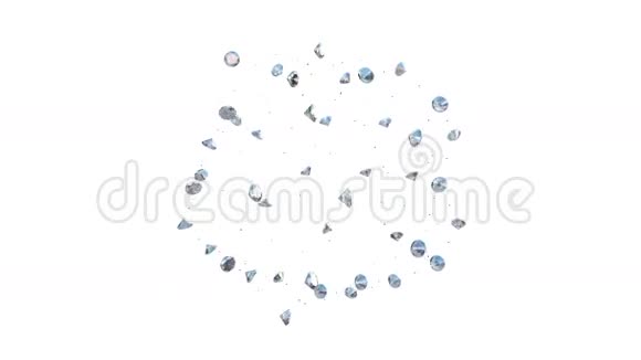 钻石原子形状增长与白色股票镜头视频的预览图