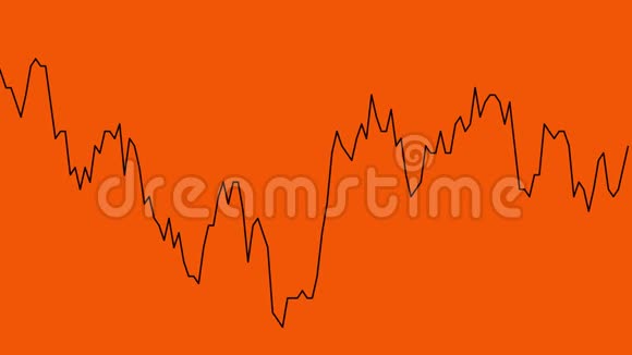 股票市场投资交易橙色背景图上的黑线图视频的预览图