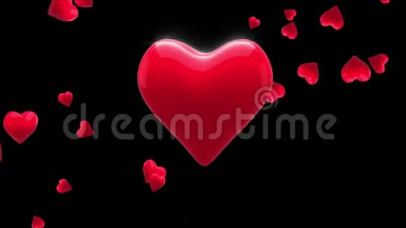 红色的心在黑色的背景上跳动视频的预览图